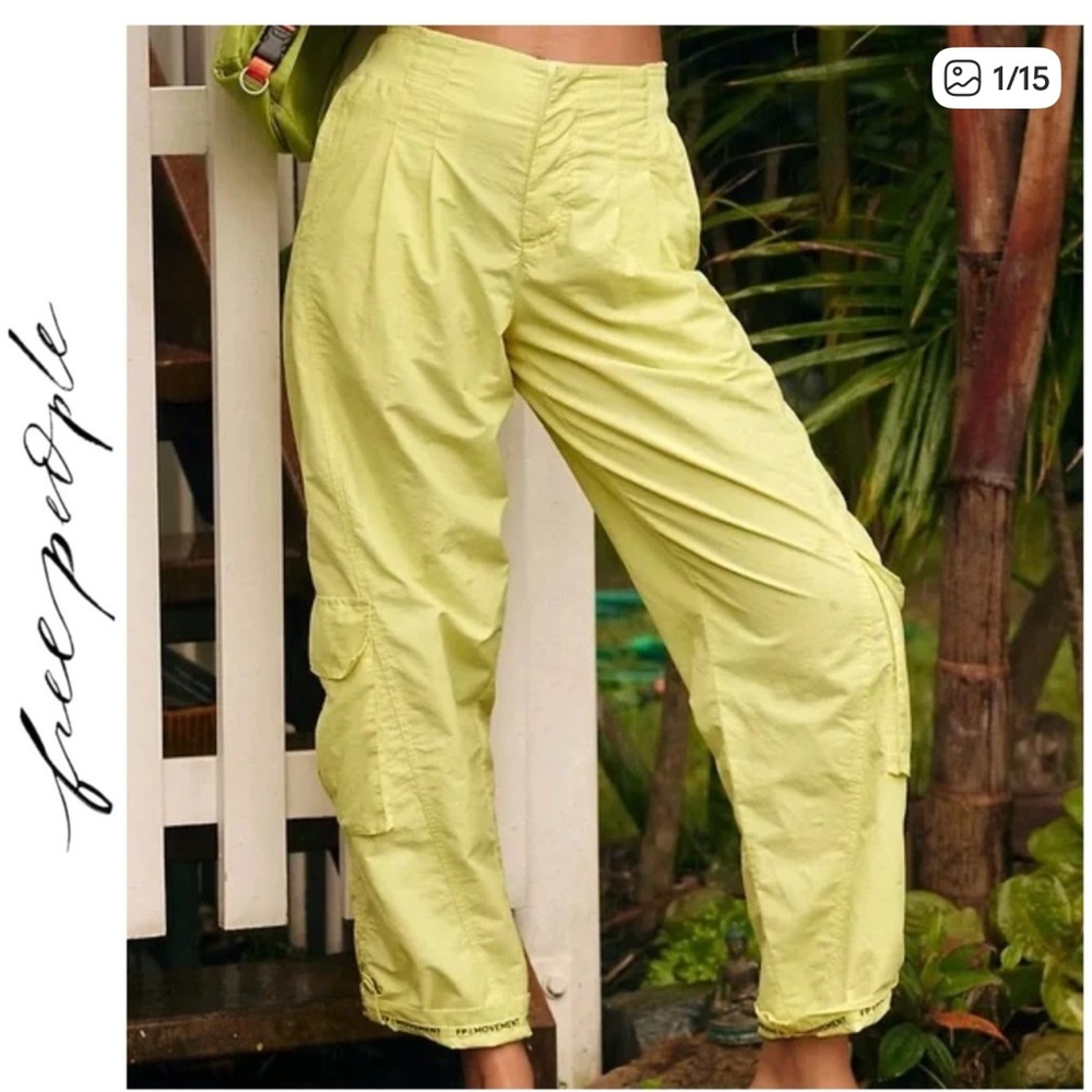 Free People Mesmerize me Solid Lemon Yellow pants Sz M worn once